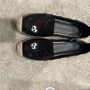 Karl Lagerfeld Black and White Espadrilles with Red Accents